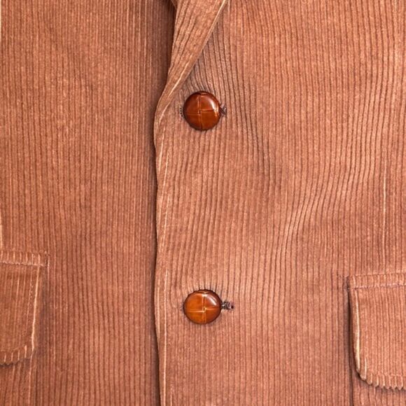 Vintage Mens Corduroy Lapel Blazer 37R Two Buttons Leisure Sport Coat Jacket - Picture 3 of 15